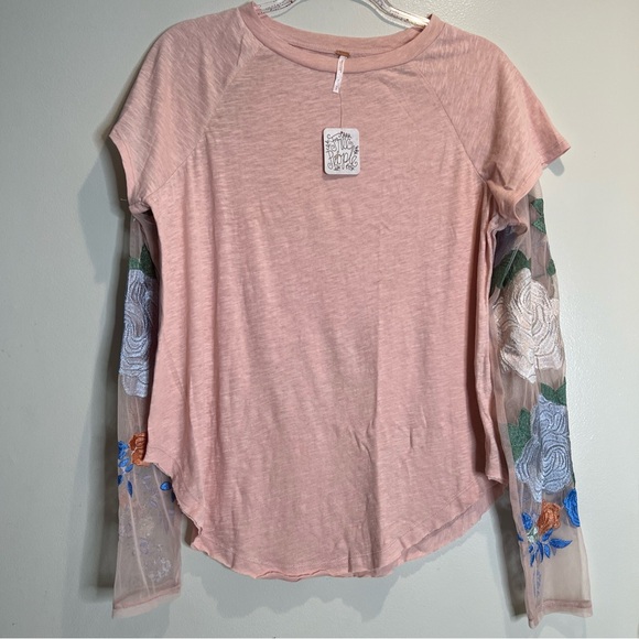 Free people Take Me Away embroidered Twofer Tee T Shirt top - Picture 4 of 7
